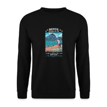 Rente 2023 Endlich Zeit Zum Angeln - Unisex Pullover - Schwarz - Vorne - Alina (178cm) & Michal (187cm)