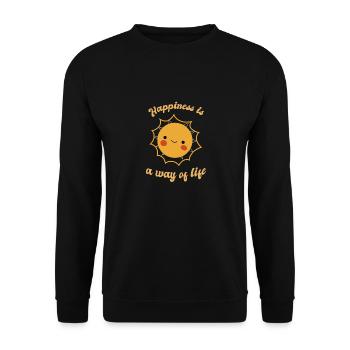 Happiness Is A Way Of Life Retro Cute Sun Designs - Unisex Pullover - Schwarz - Vorne - Alina (178cm) & Michal (187cm)