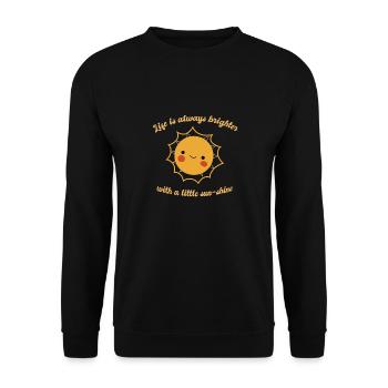 Life Is Always Brighter With A Little Sun-Shine - Unisex Pullover - Schwarz - Vorne - Alina (178cm) & Michal (187cm)