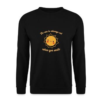 The Sun Is Always Out When You Smile Sun Designs - Unisex Pullover - Schwarz - Vorne - Alina (178cm) & Michal (187cm)