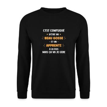 C'est compliqué d'être un beau gosse et apprenti - Sweat-shirt Unisexe - noir - Devant - Alina (178cm) & Michal (187cm)