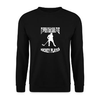 Unihockey Feldhockey Hockey Geschenk Hockeyspieler - Unisex Pullover - Schwarz - Vorne - Alina (178cm) & Michal (187cm)