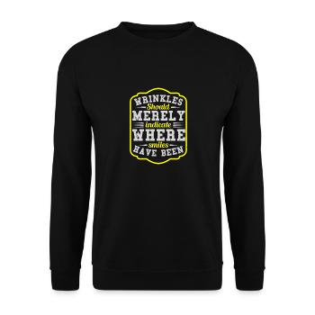 FALTEN SOLLTEN NUR ANZEIGEN, WO LÄCHELN HAT - Unisex Pullover - Schwarz - Vorne - Alina (178cm) & Michal (187cm)
