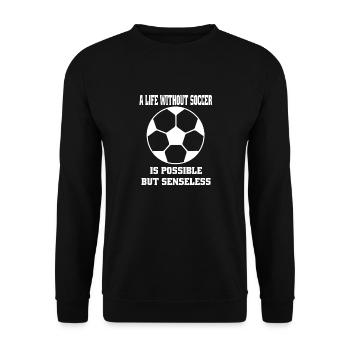 Fußballverein Fußballmannschaft Fußballspieler - Unisex Pullover - Schwarz - Vorne - Alina (178cm) & Michal (187cm)