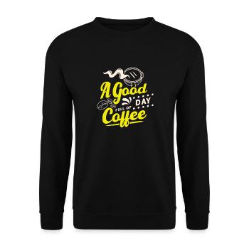 A Good Day Full of Coffee - Unisex Pullover - Schwarz - Vorne - Alina (178cm) & Michal (187cm)