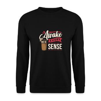 Awake Every Sense Coffee - Unisex Pullover - Schwarz - Vorne - Alina (178cm) & Michal (187cm)