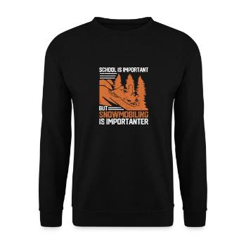 L’école est importante, mais la motoneige l’est - Sweat-shirt Unisexe - noir - Devant - Alina (178cm) & Michal (187cm)