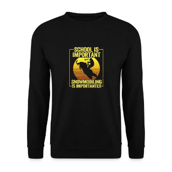 School is important, but snowmobiling is - Unisex Sweatshirt - black - Front - Alina (178cm) & Michal (187cm)