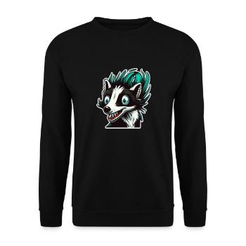 Crazy Stinktier - Skunk - Unisex Pullover - Schwarz - Vorne - Alina (178cm) & Michal (187cm)