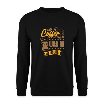 Coffee with Attitude - Unisex Pullover - Schwarz - Vorne - Alina (178cm) & Michal (187cm)