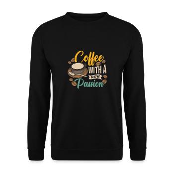 Coffee with Passion - Unisex Pullover - Schwarz - Vorne - Alina (178cm) & Michal (187cm)
