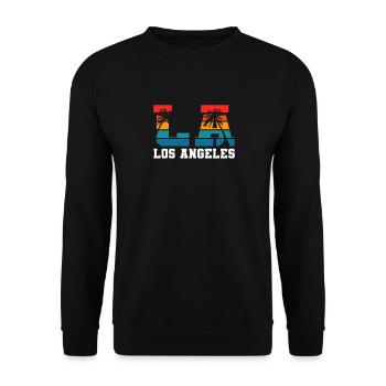 Los Angeles La Kalifornien Geschenk - Unisex Pullover - Schwarz - Vorne - Alina (178cm) & Michal (187cm)