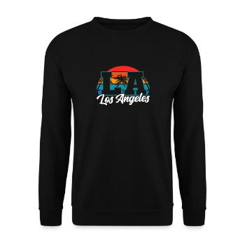 Los Angeles La Kalifornien Geschenk - Unisex Pullover - Schwarz - Vorne - Alina (178cm) & Michal (187cm)