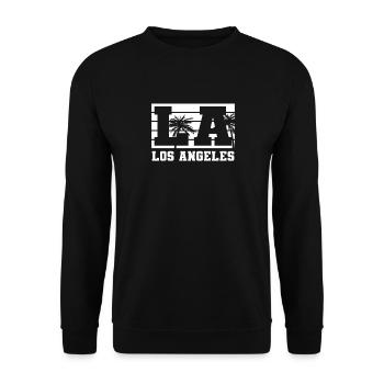 Los Angeles La Kalifornien Geschenk - Unisex Pullover - Schwarz - Vorne - Alina (178cm) & Michal (187cm)