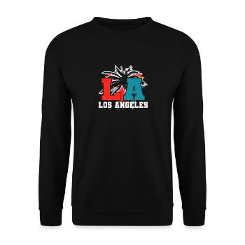 Los Angeles La Kalifornien Geschenk - Unisex Pullover - Schwarz - Vorne - Alina (178cm) & Michal (187cm)