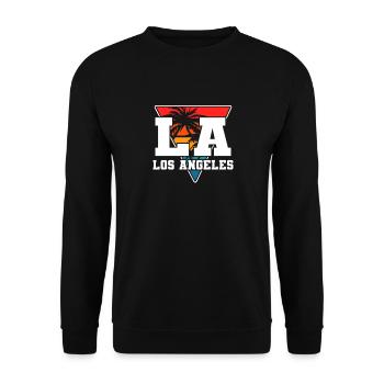 Los Angeles La Kalifornien Geschenk - Unisex Pullover - Schwarz - Vorne - Alina (178cm) & Michal (187cm)