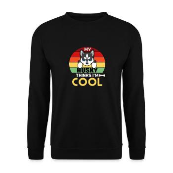 My Husky Think I`m Cool - Unisex Sweatshirt - black - Front - Alina (178cm) & Michal (187cm)