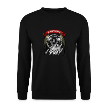 Awesome since 1987, Biker Geburtstag - Unisex Pullover - Schwarz - Vorne - Alina (178cm) & Michal (187cm)