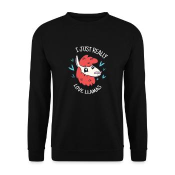 J’aime vraiment les lamas rétro mignons lamas drôles - Sweat-shirt Unisexe - noir - Devant - Alina (178cm) & Michal (187cm)
