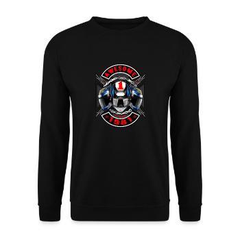 Awesome since 1981, Biker Geburtstag - Unisex Pullover - Schwarz - Vorne - Alina (178cm) & Michal (187cm)