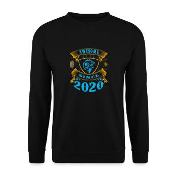Awesome since 2020. Angel, Angler Birthday - Unisex Sweatshirt - black - Front - Alina (178cm) & Michal (187cm)