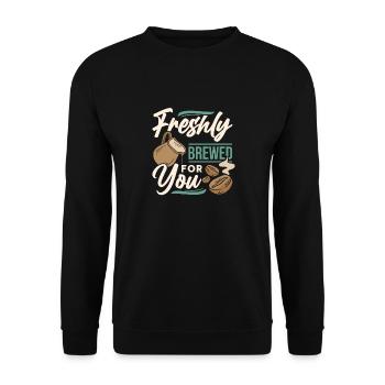 Freshly brewed Coffee - Unisex Pullover - Schwarz - Vorne - Alina (178cm) & Michal (187cm)
