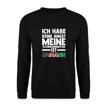 Ich habe keine Angst meine Schwiegermutter ist Afg - Unisex Pullover - Schwarz - Vorne - Alina (178cm) & Michal (187cm)