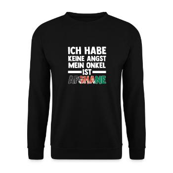 Ich habe keine Angst mein Onkel ist Afghanin - Unisex Pullover - Schwarz - Vorne - Alina (178cm) & Michal (187cm)