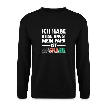 Ich habe keine Angst mein Papa ist Afghanin - Unisex Pullover - Schwarz - Vorne - Alina (178cm) & Michal (187cm)