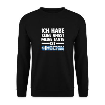 Ich habe keine Angst meine Tante ist Griechin - Unisex Pullover - Schwarz - Vorne - Alina (178cm) & Michal (187cm)