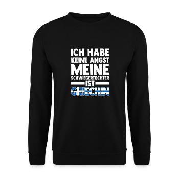 Ich habe keine Angst meine Schwiegertochter ist Gr - Unisex Pullover - Schwarz - Vorne - Alina (178cm) & Michal (187cm)