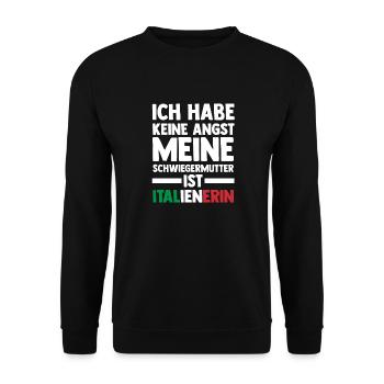 Ich habe keine Angst meine Schwiegermutter ist Ita - Unisex Pullover - Schwarz - Vorne - Alina (178cm) & Michal (187cm)