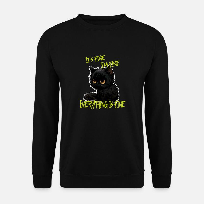 It´s fine Alles ist gut Lustig Katze Papa Katze M - Unisex Pullover - Schwarz