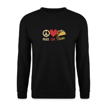 Peace Love Tacos Cute Taco Tuesday Mexican Food - Unisex Pullover - Schwarz - Vorne - Alina (178cm) & Michal (187cm)