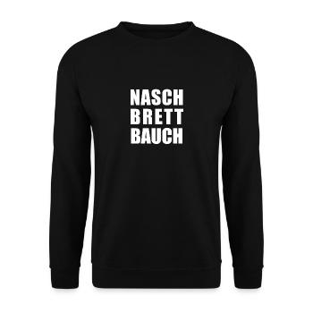 Naschbrettbauch | One-Pack Nasch-Katze - Unisex Pullover - Schwarz - Vorne - Alina (178cm) & Michal (187cm)