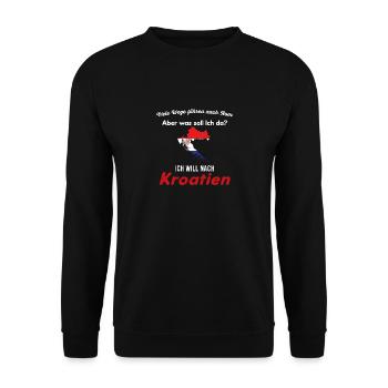 Kroatien Urlaub Fernweh Reise Spruch kroatisch - Unisex Pullover - Schwarz - Vorne - Alina (178cm) & Michal (187cm)