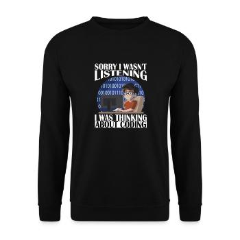 Entschuldigung, ich dachte an Kodierung - Unisex Pullover - Schwarz - Vorne - Alina (178cm) & Michal (187cm)