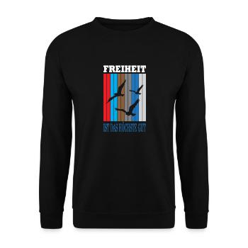 Freedom is the highest good Gift quote - Unisex Sweatshirt - black - Front - Alina (178cm) & Michal (187cm)