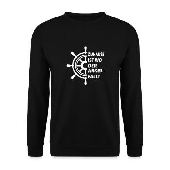 Gift Seafarer Saying Skipper - Unisex Sweatshirt - black - Front - Alina (178cm) & Michal (187cm)