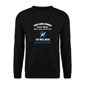 Schottland Urlaub Reise Schottische Flagge - Unisex Pullover - Schwarz - Vorne - Alina (178cm) & Michal (187cm)