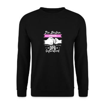 Die Besten Väter Werden Zum Opa Befördert Geburt - Unisex Pullover - Schwarz - Vorne - Alina (178cm) & Michal (187cm)