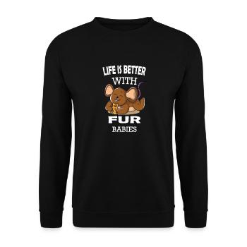 La vie est meilleure avec une souris bébé rat à fourrure - Sweat-shirt Unisexe - noir - Devant - Alina (178cm) & Michal (187cm)