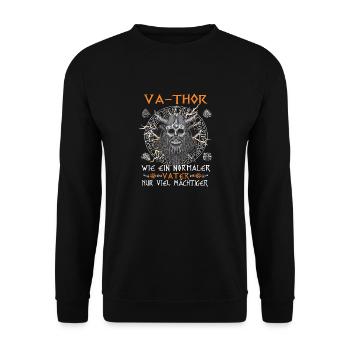 Herren Vathor - Vatertag Vatertagsgeschenk Viking - Unisex Pullover - Schwarz - Vorne - Alina (178cm) & Michal (187cm)
