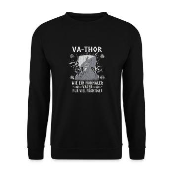 Herren Vathor - Vatertag Vatertagsgeschenk Viking - Unisex Pullover - Schwarz - Vorne - Alina (178cm) & Michal (187cm)