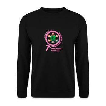 Equa Rights, Embrace Equity: International Women's - Unisex Sweatshirt - black - Front - Alina (178cm) & Michal (187cm)
