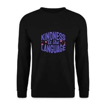 Kindness is the Language - Unisex Pullover - Schwarz - Vorne - Alina (178cm) & Michal (187cm)