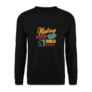 Make your Day Smart Coffee - Unisex Pullover - Schwarz - Vorne - Alina (178cm) & Michal (187cm)
