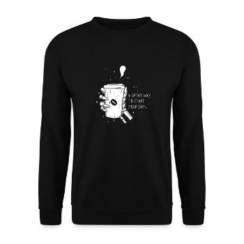 Morning Coffee Aesthetic - Unisex Pullover - Schwarz - Vorne - Alina (178cm) & Michal (187cm)
