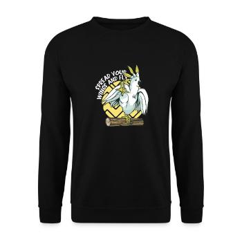 Spread your wings and fly - Unisex Sweatshirt - black - Front - Alina (178cm) & Michal (187cm)