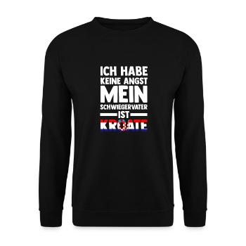Ich habe keine Angst mein Schwiegervater ist Kroat - Unisex Pullover - Schwarz - Vorne - Alina (178cm) & Michal (187cm)